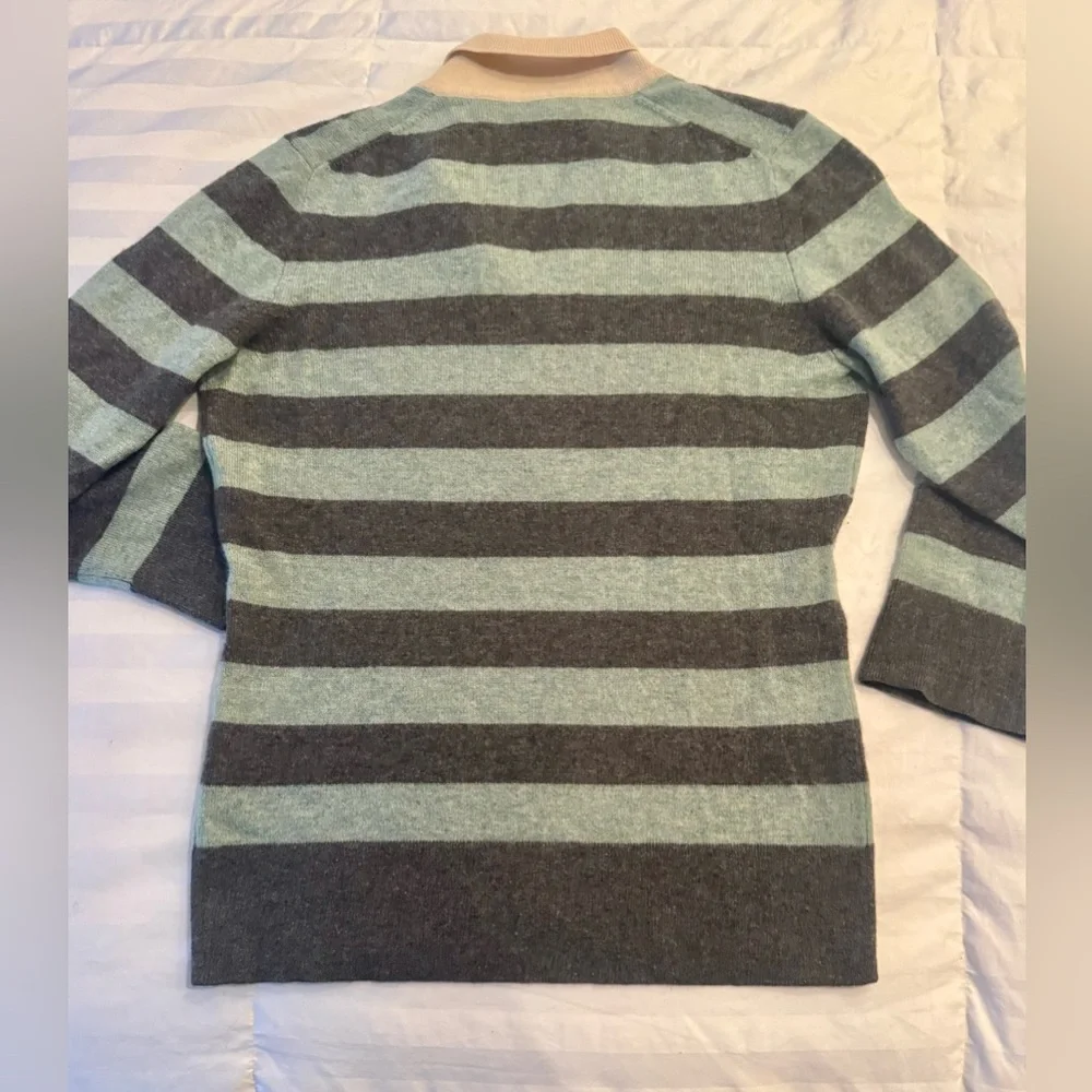 J Crew Cashmere Collared Sweater With Rugby Stripe - XSmall - Picture 2 of 5